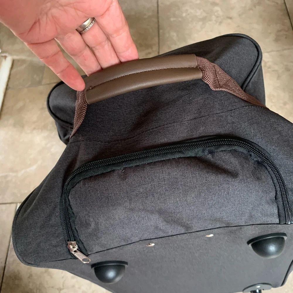 New Gray and Brown Men's rolling duffel Bag